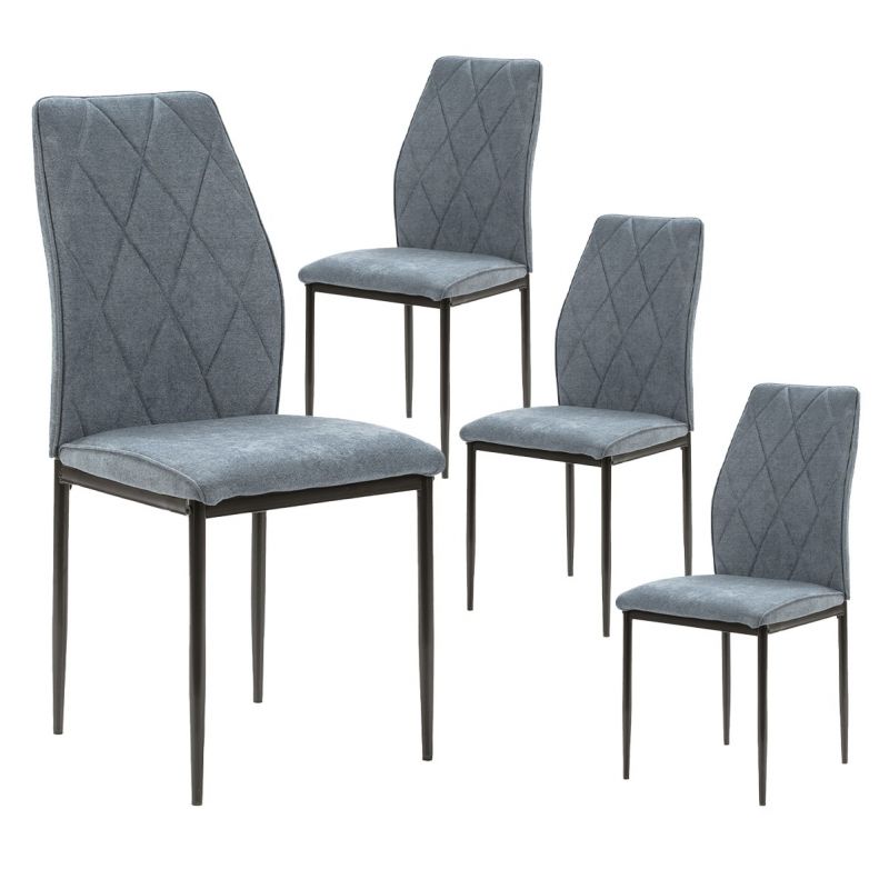 Lot de 4 chaises POKE Tissu simili lin bleu et gris - Chaise BUT