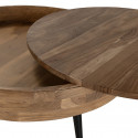 BONAA - Table Basse Coffre Ø90cm Bois d'Acacia Pieds Métal Noir