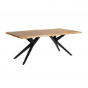 ARCANE - Table de Repas 200cm en Acacia Massif Piétement Evasé Métal Noir