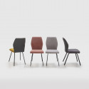 JASDA - Lot de 4 Chaises Bi-Matière Tissu et Simili Gris Anthracite