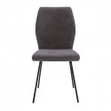 JASDA - Lot de 4 Chaises Bi-Matière Tissu et Simili Gris Anthracite
