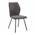 JASDA - Lot de 4 Chaises Bi-Matière Tissu et Simili Gris Anthracite