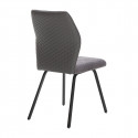 JASDA - Lot de 4 Chaises Bi-Matière Tissu et Simili Gris Anthracite