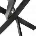 RITHA - Table Ronde 120cm Pieds Métal Noir et Plateau en Verre