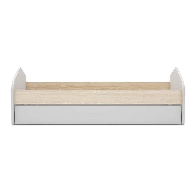 Bureau 2 Tiroirs Blanc Et Chêne 119 Cm - Table De Travail Compacte, Rangement, Style Scandinave