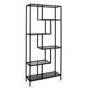 ENDIS - Etagère 6 Niveaux Verre Fumé et Métal Blanc