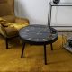 ORLAR - Table d'Appoint Horloge Silencieuse Ø70cm Noir et Or