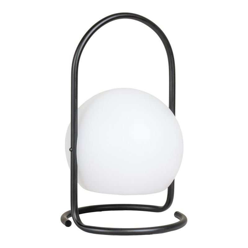 LOVAZ - Lampe de Table LED Rechargeable Design Acier Noir Boule Blanche -   - Meubles, Salons, Literie