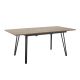 BASVIA - Pack Table Allongeable 140-180cm Effet Chêne + 4 Chaises Tissu Gris Clair Vollo