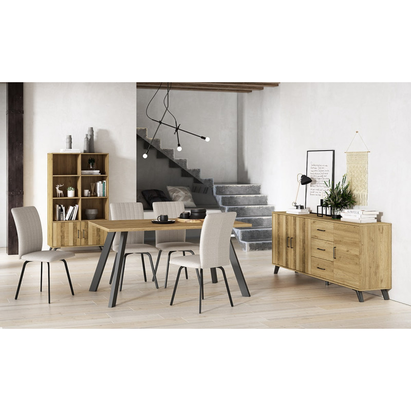 Buffet 3 Portes 3 Tiroirs En Pin Massif - Style Campagnard - Dimensions 130x43x87 Cm - Vernis Naturel - Meuble Salon Salle à Manger - 11