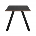 CALAX - Table de Repas 160cm Effet Bois Noir et Clair Piétement Evasé Métal Noir