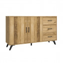 LAPPA - Pack Salon Meuble TV 136cm + Buffet 2 Portes Effet Chêne et Bois Vieilli