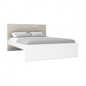 ILONA CAMINA - Pack Lit 140x190cm + 2 Chevets Effet Chêne Clair et Blanc Mat