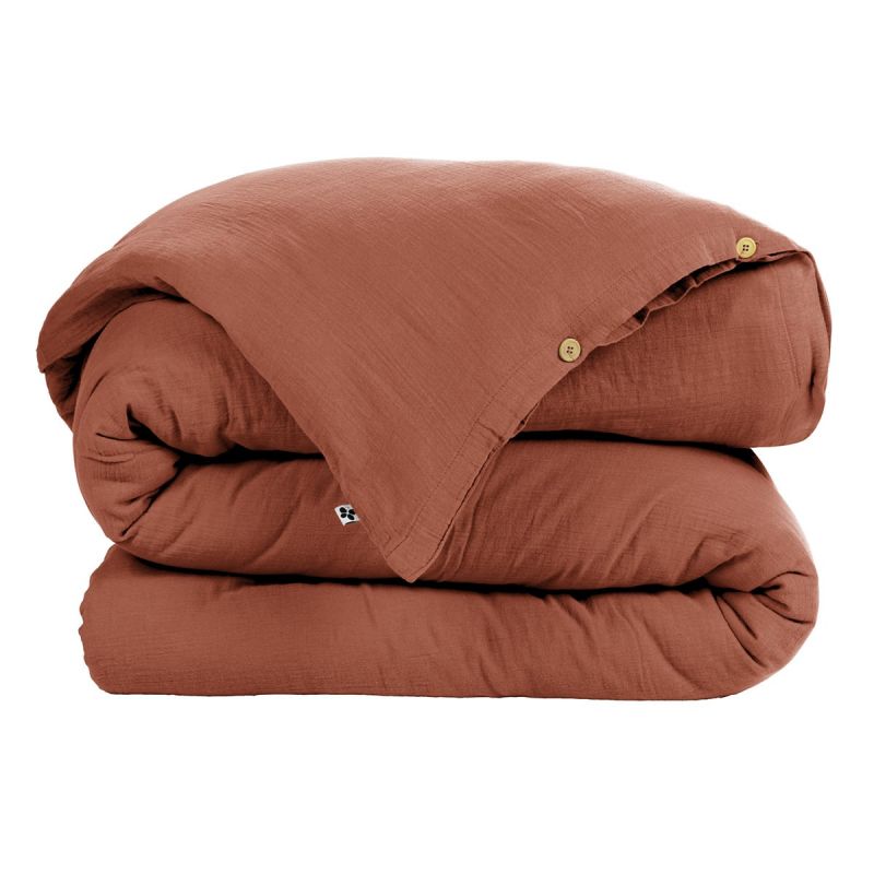 Housse de couette 140x200 Terracotta, 100% coton