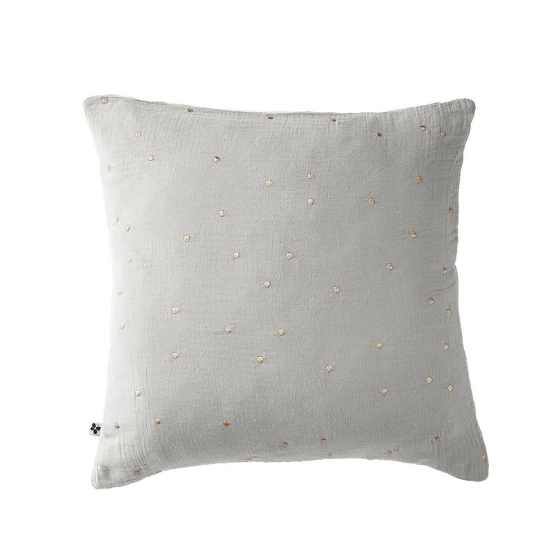 OUREA MOTIF - Taie d'Oreiller 60x60cm Gaze de Coton Nuage à Pois Dorés