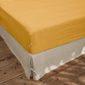 MARGAUX - Drap Housse 140x190cm Lin Lavé Coloris Miel