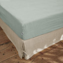 MARGAUX - Drap Housse 140x190cm Lin Lavé Coloris Eucalyptus