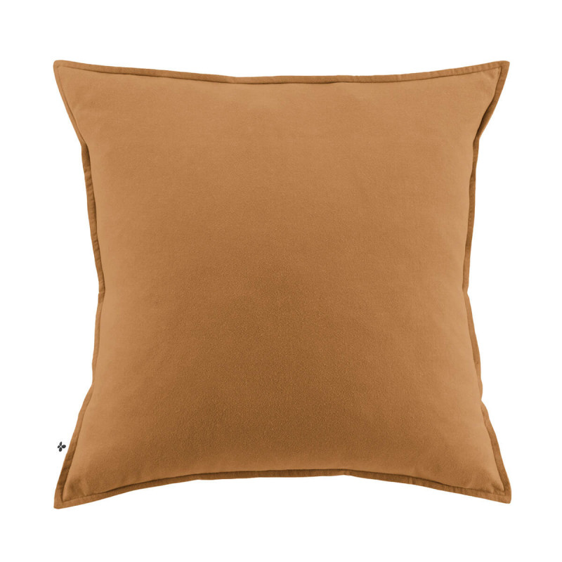 HEDDA - Taie d'Oreiller 63x63cm Flanelle de Coton Coloris Camel