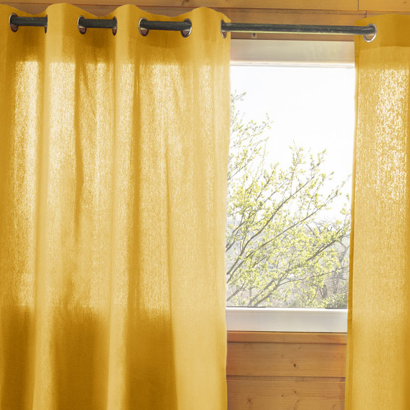 SOPHIE - Rideau 140x260cm Coton Coloris Safran Œillets Inox SOPHIE - Rideau 140x260cm Coton Coloris Safran Œillets Inox