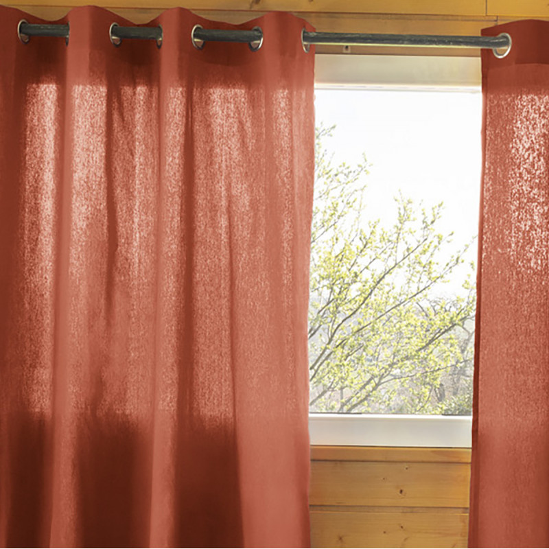 SOPHIE - Rideau 140x260cm Coton Coloris Terracotta Œillets Inox SOPHIE - Rideau 140x260cm Coton Coloris Terracotta Œillets Inox