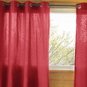 SOPHIE - Rideau 140x260cm Coton Coloris Cerise Œillets Inox