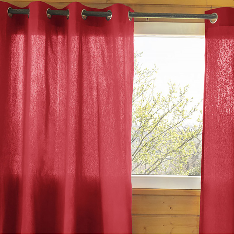 SOPHIE - Rideau 140x260cm Coton Coloris Cerise Œillets Inox SOPHIE - Rideau 140x260cm Coton Coloris Cerise Œillets Inox