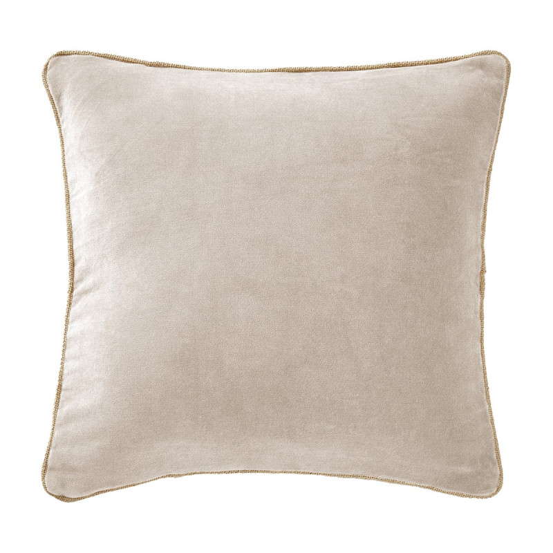 HARRIS - Coussin Déhoussable 45x45cm Velours de Coton Coloris Pampa