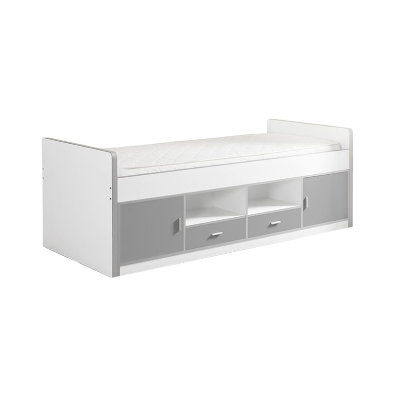 BAYMAX - Lit Multi-Rangement 90x200cm Gris