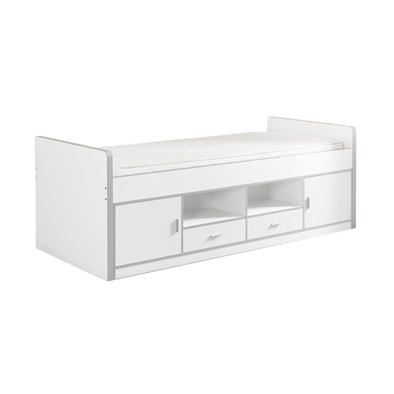 BAYMAX - Lit Multi-Rangement 90x200cm Blanc