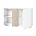 PANEIA LIGHT - Buffet Bas 3 Portes Coloris Blanc et Effet Bois Clair