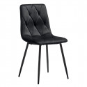 CARINE - Lot de 4 Chaises Capitonnées Noires Pieds Bois
