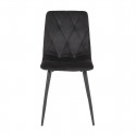 CARINE - Lot de 4 Chaises Capitonnées Noires Pieds Bois