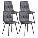 CARINE - Lot de 4 Chaises Capitonnées Grises Pieds Bois