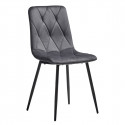 CARINE - Lot de 4 Chaises Capitonnées Grises Pieds Bois