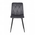 CARINE - Lot de 4 Chaises Capitonnées Grises Pieds Bois
