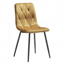 CARINE - Lot de 4 Chaises Capitonnées Jaune Pieds Bois