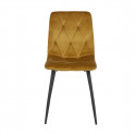 CARINE - Lot de 4 Chaises Capitonnées Jaune Pieds Bois