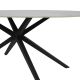 AUDREY - Table Céramique Imitation Marbre Blanc Pieds Étoile Métal Noir