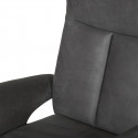 ENZO - Fauteuil Relax Electrique Cuir Gris Foncé Accoudoir Bois Imitation Noyer