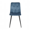 CARINE - Lot de 4 Chaises Capitonnées Bleues Pieds Bois