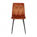 CARINE - Lot de 4 Chaises Capitonnées Orange Pieds Bois