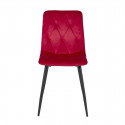CARINE - Lot de 4 Chaises Capitonnées Rouge Pieds Bois