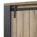 CLODIUS - Argentier 2 Portes 2 Tiroirs Métal et Aspect Bois avec Leds