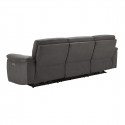 ALMEIRIM - Canapé Relax Electrique 4 Places Tissu Gris Foncé Pieds Bois