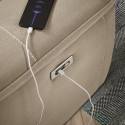 ALMEIRIM - Canapé Relax Electrique 4 Places Tissu Beige Pieds Bois