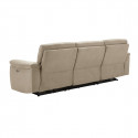 ALMEIRIM - Canapé Relax Electrique 4 Places Tissu Beige Pieds Bois