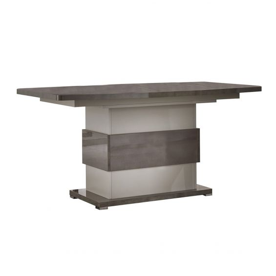 AUXANE - Table Allongeable 160-200cm Gris Metallisé et Gris Mat Pied Central