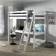 SLEEPY - Lit Mezzanine Blanc 90x200cm avec Bureau 205 cm
