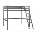 SLEEPY - Lit Mezzanine 140x200cm Gris avec Lit 90x200cm et Commode