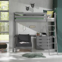 SLEEPY - Lit Mezzanine Gris 90x200cm avec Fauteuil et Commode